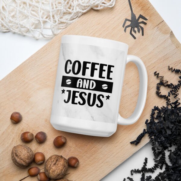 Coffee & Jesus - White glossy mug