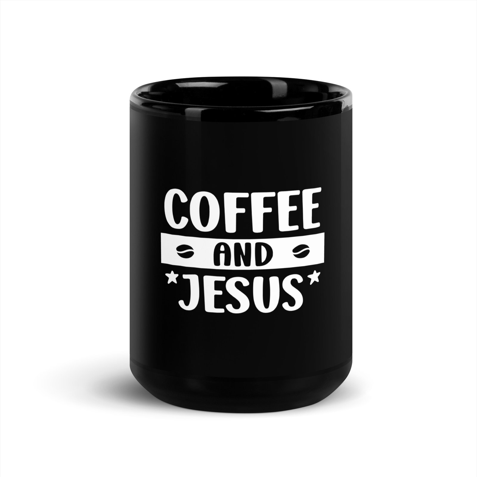Coffee and Jesus - Black Glossy Mug