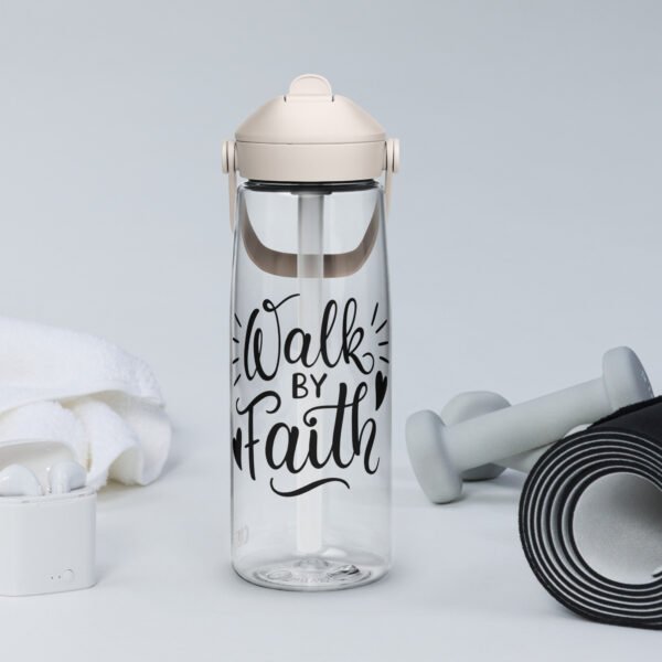 Walk By Faith - Flip straw water bottle - Image 3