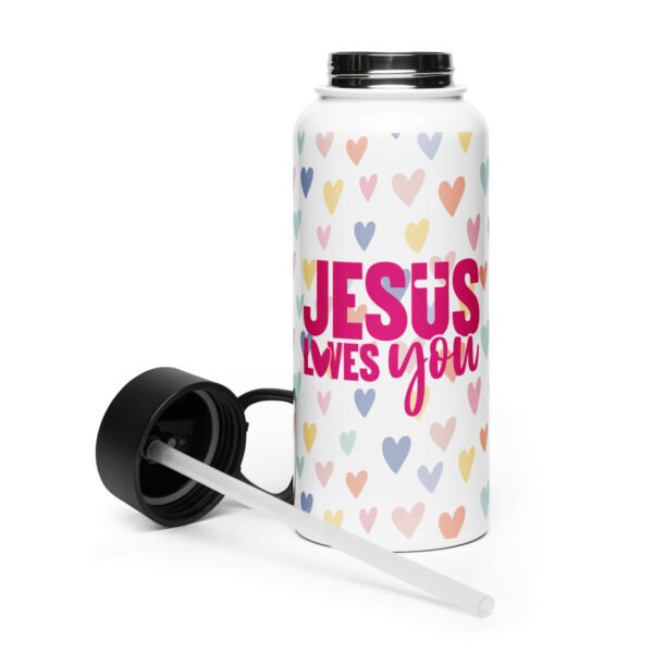 Jesus Loves You - Stainless steel water bottle with a straw lid - Image 5