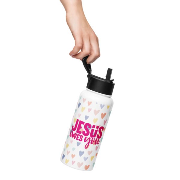 Jesus Loves You - Stainless steel water bottle with a straw lid - Image 6