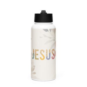 Jesus - Stainless steel water bottle with a straw lid