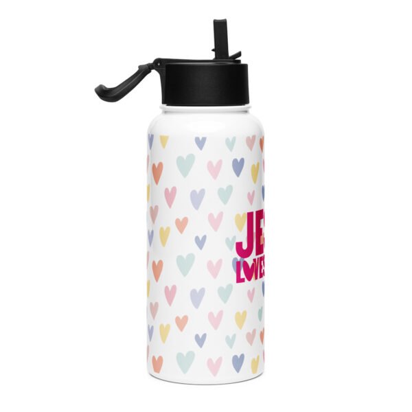 Jesus Loves You - Stainless steel water bottle with a straw lid - Image 4