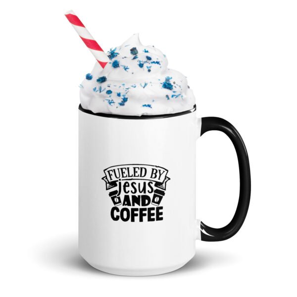 Fueled By Coffee and Jesus - Mug with Color Inside - Image 4