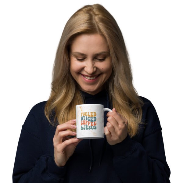 Fueled By Iced Coffee & Jesus - White glossy mug - Image 6
