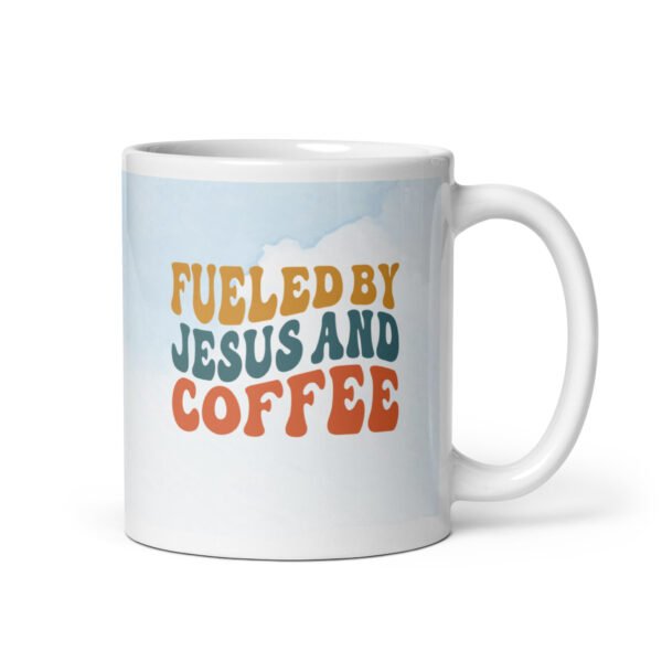 Fueled by Jesus & Coffee - White glossy mug - Image 4