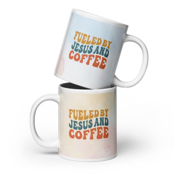 Fueled by Jesus & Coffee - White glossy mug - Image 3