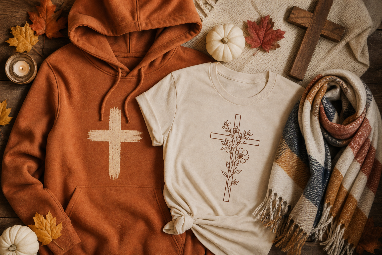 Autumn Christian Wear featuring a group of friends in modest, faith-inspired fall outfits enjoying a pumpkin patch